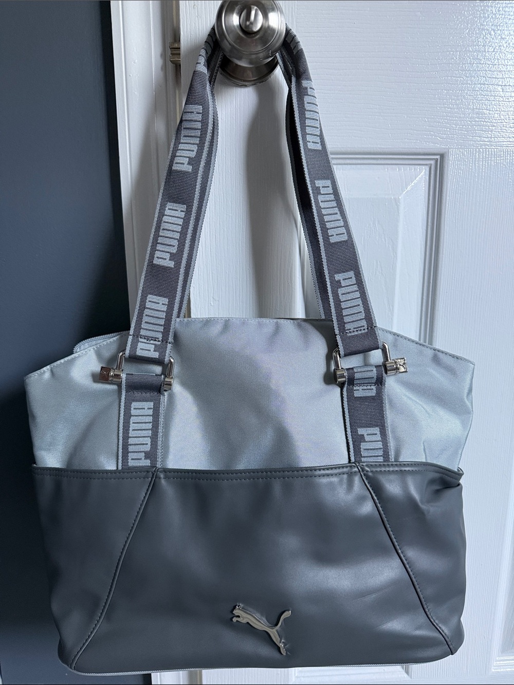 Puma Two-Tone Light Gray and Dark Gray Tote